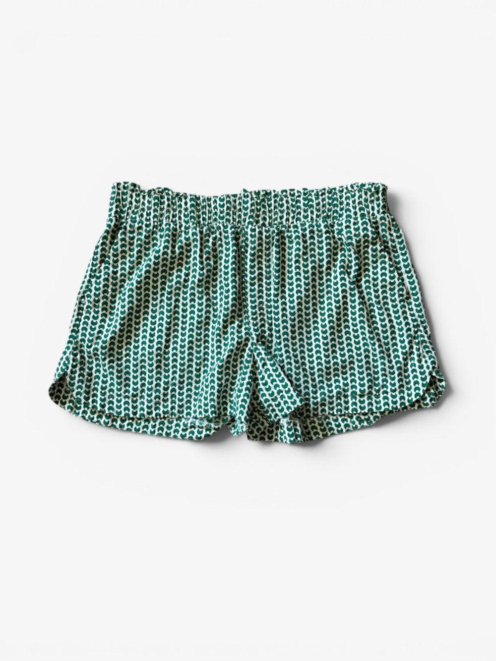 A New Day Green White Moon Patterned Shorts Womens Extra Large Scandi Retro Mod